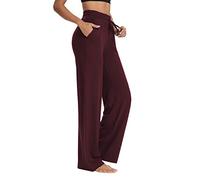 Sarin Mathews Womens Yoga Sweatpants Wide Leg Lounge Pajamas Pants Drawstring Workout Comfy Joggers Pants with Pockets, Redpurple, XL