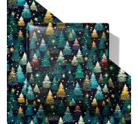 SaringSwoon Christmas Tree Wrapping Paper for Kids Adults - Xmas Wrapping Paper with Starry Night Sky, Christmas Trees and Stars Designs for Winter Holiday - 40×28 Inches, 4 Folded Sheets