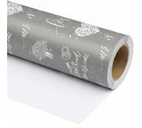SaringSwoon Wedding Wrapping Paper Roll - Grey Gift Wrap With Just Married Mr and Mrs Love Floral Heart and Rings Design for Wedding Shower Bridal Shower - 17.5" × 26 Ft