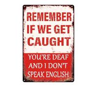 Sarini 1pcs Vintage Metal Tin Sign 20x30cm Art Plaque Poster Fun Retro Remember If We Get Caught Metal Wall Decor Decorative Tin Sign Suitable For Home Kitchen Bar Club Decor