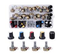 Sarini 20pcs Single Potentiometer Set - Mono Linear WH148. B5K B10K B20K B50K B100K Options. 3Pin Rotary Potentiometer with Nuts and Washer.