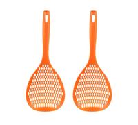 Sarini 2pcs Long Handled Colander Pasta Spoon, Strainer Spoon, Pasta Colander,Lo Mein Lo Dumplings Wash Fruits And Vegetables, Handled Sieve, Filter Basket Sieve (Orange)