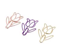Sarini 30pcs Multi-Color Pretty Paper Clips, Smooth Stainless Steel Tulip Flower Paper Clips Large Girls & Ladies Office Supplies DIY Wedding Celebration Party (Gold, Rose Gold, Purple)