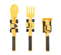 Sarini 3PCS Bulldozer Shovel Tableware With Fork And Spoon Shape Construction Site Motif