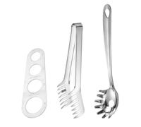 Sarini 3pcs Spaghetti Noodle Tongs Stainless Steel Spaghetti Server Set 1pc Pasta Tongs +1pc Pasta Spoon +1pc Pasta Measuring Tool For Noodle Pasta Serving