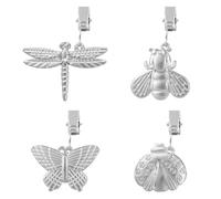 Sarini 4 PCS Tablecloth Weights With Clips Decorative Table Cloth Holder Clips Attached Designs Zinc Alloy Windproof Curtain Clamps
