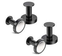 Sarini 4Pcs Magnetic Hooks, 36mm Magnetic Push Pin, N52 High Performance Black Magnetic Hooks, Neodymium Magnets, for Pins, Kitchen Hooks, Fridge