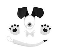 Sarini 5pcs Black And White Puppy Costume Set Dog Ears Headband Gloves Bow Tie Nose Tail Masquerade Dog Suitable For Boys Girls Role Play Party Halloween Costume