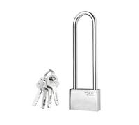 Sarini Extended Padlock with 4 Keys, 38mm Heavy Duty Long Shackle Padlock for Warehouse, Garage, Fence Silver