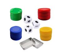 Sarini Left Centre Right Dice Game Set with 4-Color Chips, 3 Star Dice, and Instructions - 65g Tin Boxed, Perfect for Parties, Family Gatherings, and Friend Meetups