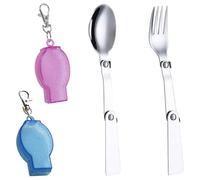 Sarini Outdoor Tableware 304 Stainless Steel Forks and Spoon Set Collapsible with Storage Box with Keychain for Easy Carrying