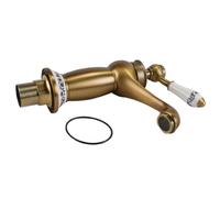 Sarini Retro Bathroom Basin Mixer Tap, Luxury Victorian Mixer Taps with Floral Ceramic Handle, Single Lever Mono Vintage Sink Faucet for Cloakroom