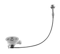 Sarini Strainer Basket Eccentric Valve with Rope Rotary Eccentric Drain Fitting Sink G1-1/2 Inch Diameter 114 mm for Kitchen Sink and Dishwasher Drainage Solutions