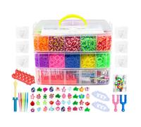 Sarini Ultimate Bands Kit with 15000 Bands in 3-Layers Storage Box,Weaving Frame,and Hook - Luxurious Loom Bands Box Set for Bracelets and Crafts