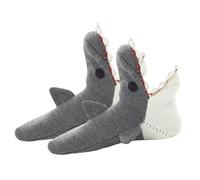 Sarini Women's Knitted Floor Socks Funny Shark Shape Cartoon Embroidered Sports Warm Winter Non-Slip Bed House Socks Comfortable Knitted for Indoor Use