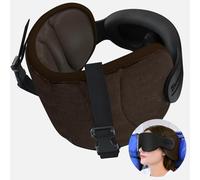 SARISUN Travel Pillow for Airplane, Plane Pillow with 3D Eye Mask for Sleeping, 360°Support Airplane Head Strap for Long Flight, Stop Bobblehead, Travel Essential, Brown