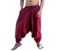 SARJANA Men's Cotton Solid Harem Pants Unisex Baggy Yoga Drop Crotch Trouser Free Size
