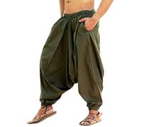 SARJANA Men's Cotton Solid Harem Pants Unisex Baggy Yoga Drop Crotch Trouser Free Size