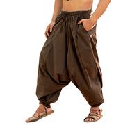 SARJANA Men's Cotton Solid Harem Pants Unisex Baggy Yoga Drop Crotch Trouser Free Size