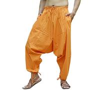 SARJANA Men's Cotton Solid Harem Pants Unisex Baggy Yoga Drop Crotch Trouser Free Size