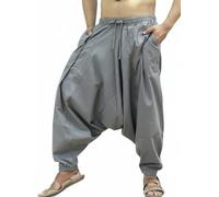 SARJANA Men's Cotton Solid Harem Pants Unisex Baggy Yoga Drop Crotch Trouser Free Size