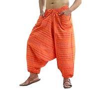 SARJANA Men's Cotton Striped Harem Pants Unisex Baggy Yoga Trouser Free Size