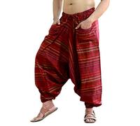 SARJANA Men's Cotton Striped Harem Pants Unisex Baggy Yoga Trouser Free Size