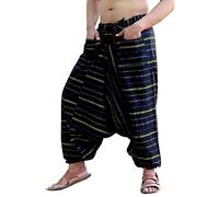 SARJANA Men's Cotton Striped Harem Pants Unisex Baggy Yoga Trouser Free Size