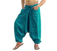 SARJANA Men's Cotton Striped Harem Pants Unisex Baggy Yoga Trouser Free Size