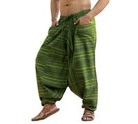SARJANA Men's Cotton Striped Harem Pants Unisex Baggy Yoga Trouser Free Size