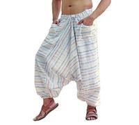 SARJANA Men's Cotton Striped Harem Pants Unisex Baggy Yoga Trouser Free Size