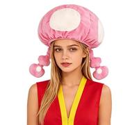 Sarkaki Mushroom Hat Adult Anime Toad Cosplay Costume Accessories Cartoon Plush Hat Carnival Halloween Fancy Dress Props Cap, Pink, One Size