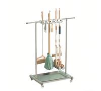 SARKEY Broom Mop Holder Cleaning Supplies Organizer,Rolling Janitor Cart With Wheels,Mobile Cleaning Trolley,Solves The Problem Of Dripping Mops And Wet Floors,Drip Tray