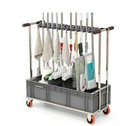 SARKEY Mobile Broom Mop Holder,Mobile Cleaning Trolley,Freestanding Housekeeping Storage,Solves The Problem Of Dripping Mops And Wet Floors,For Garden,Schools,Hotels(90x40x110cm(35x16x43in))
