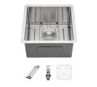 Sarlai 17" x 17" Square Single Bowl 16 Gauge Stainless Steel Undermount Bar Prep Sink