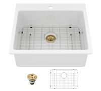 Sarlai 25 Inch Drop In White Kitchen Sink Ceramic 25"x22" Laundry Sink