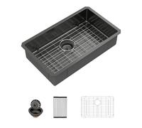 Sarlai ADA Black Kitchen Sink - 27 Inch Undermount Kitchen Sink Gunmetal Black 6-Inch Low Depth ADA Compliant Single Bowl 16 Gauge Stainless Steel 27x16 Inch Under Mount Handmade Sinks Basin