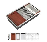 Sarlai ADA Undermount Kitchen Sink, 32 Inch Undermount Workstation Kitchen Sink 6-Inch Low Depth ADA Compliant Single Bowl 16 Gauge Stainless Steel 32x19 Inch Under Mount Handmade Sinks Basin