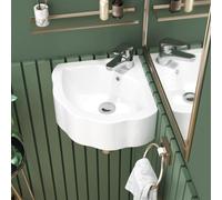 Sarlai Wall Hung Bathroom Sink, White Ceramic Wash Basin 43.4x39.4x13.4 cm