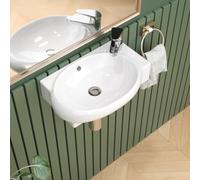 Sarlai Wall Hung Ceramic Bathroom Sink, White Wash Basin 42.5x28.5x13 cm