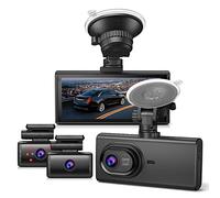 Sarmert 3 Channel Dash Cam with 64GB Card, Built-in 5G WiFi GPS, 4K Dash Cam Front, 2K+1080P Dash Cam Front and Rear Inside, 3 * 1080P 3ch Dash Cam for Cars, 4in IPS, Night Vision, Voice Guidance