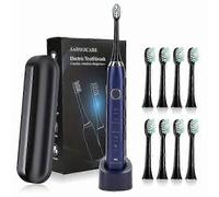 Sarmocare S100 Sonic Toothbrush USB Rechargeable Waterproof 8 Brush Heads 5 Modes Gum Care Oral Hygiene S100 blue 8 Heads