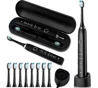 Sarmocare S100 Sonic Toothbrush - USB Rechargeable Waterproof with 8 Brush Heads for Deep Cleaning & Gum Care S100 White 8 Heads