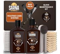 SARNA BASEBALL Sarna Glove Conditioner Kit - Includes Cleaner, Soft & Hard Brushes, Microfiber Cloth - Non-Darkening Leather Conditioner for Baseball Gloves, Mitts & Softball Gear - Pro-Grade Care