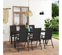 sarnia large aluminium 7 piece garden dining set in black