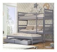 sarnia wooden bunk bed without mattress and trundle in grey