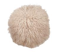 SARO LIFESTYLE 100% Wool Mongolian Lamb Fur Throw Pillow with Poly Filling, 13", Oyster