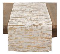 SARO LIFESTYLE 1612.GL16108B Loretta Collection Distressed Foil Metallic Design Cotton Table Runner, 100%, Gold