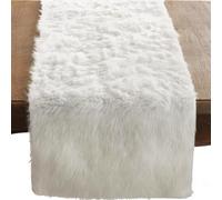 SARO LIFESTYLE 197.W1572B Juneau Collection Luxurious White Oblong Faux Fur Runner-15 x72 (1 Pc.) - Exceptional Quality and Style Perfect for Any Events, 100% Polyester
