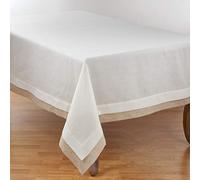 SARO LIFESTYLE 1982.I67180B Moldura Collection Double Layer Tablecloth, 100% Polyester Edge: 80Percentpolyester 20% Linen, Ivory
